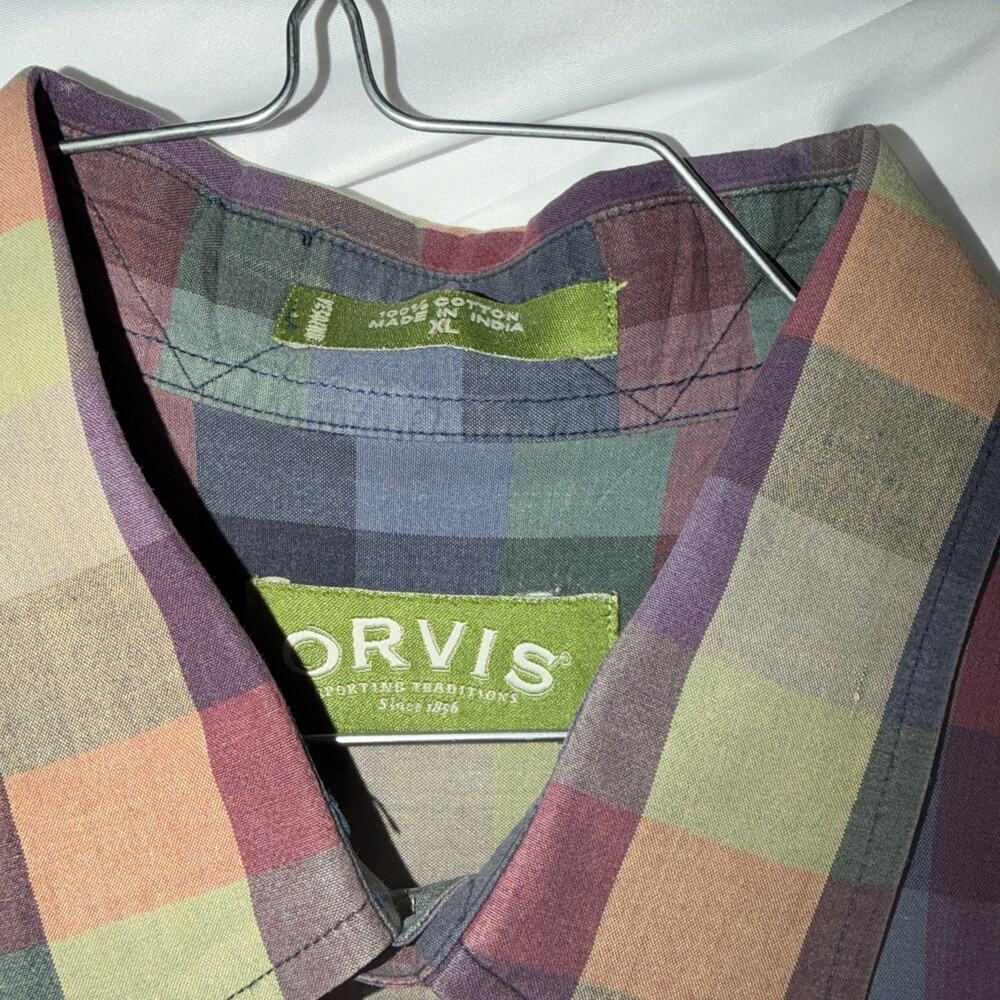 Vintage Orvis Short Sleeve Button Down Shirt XL Patchwork Casual Outdoor - Picture 3 of 6